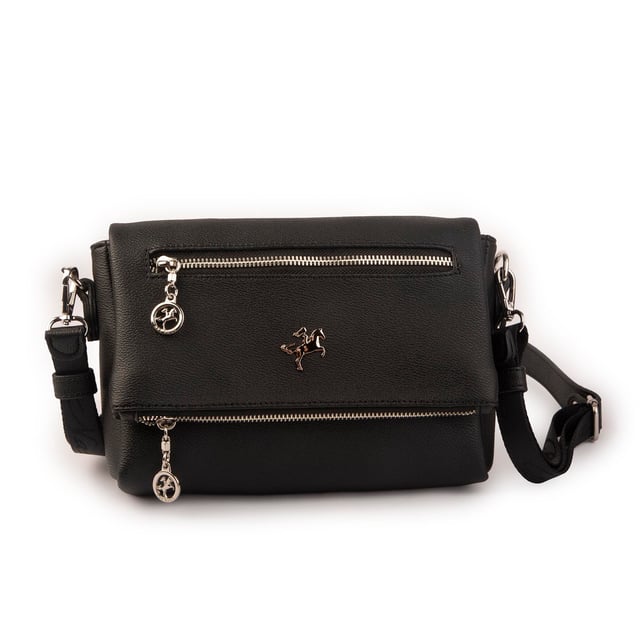 Nas Bag Kadın Çapraz Çok Cepli Spor Çanta Siyah Mercan  (25x18x7 cm )