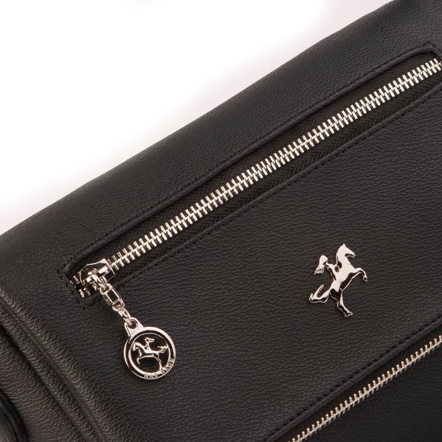 Nas Bag Kadın Çapraz Çok Cepli Spor Çanta Siyah Mercan  (25x18x7 cm )
