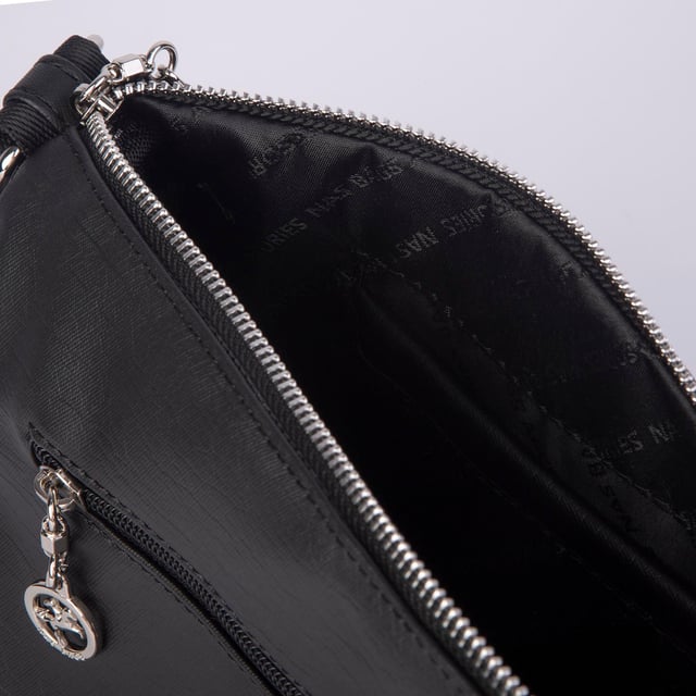 Nas Bag Kadın Çapraz Çok Gözlü Günlük Çanta Siyah  Yıkamalı ( 30x22 cm ebatlarındadır.)