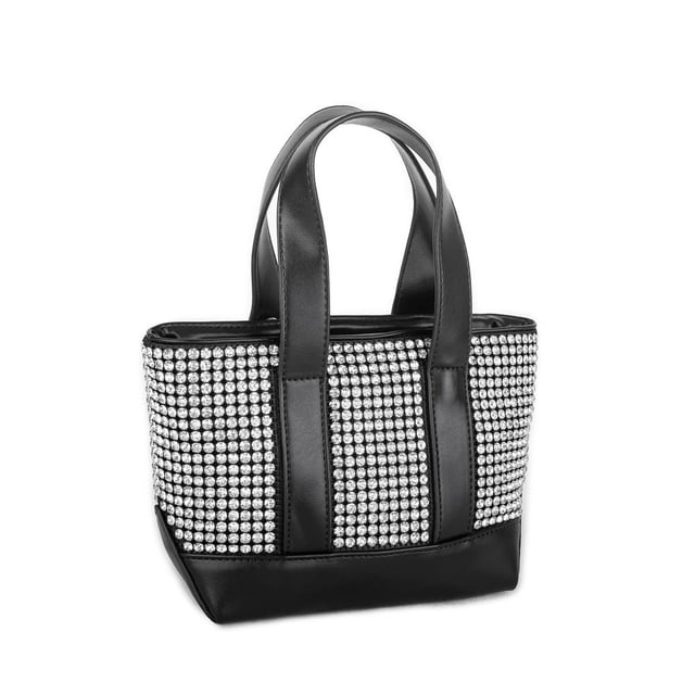 Nas Bag Kadın Çapraz ve El Çantası Black Silver Diamond Siyah Taşlı Çanta