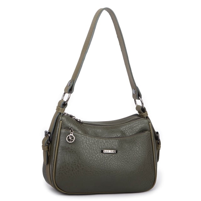 Nas Bag Kadın Çapraz ve Omuz Çanta  (27x19 cm) Haki Victoria 