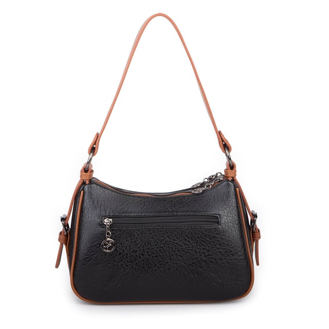 Nas Bag Kadın Çapraz ve Omuz Çanta  (27x19 cm) Siyah Taba Victoria 