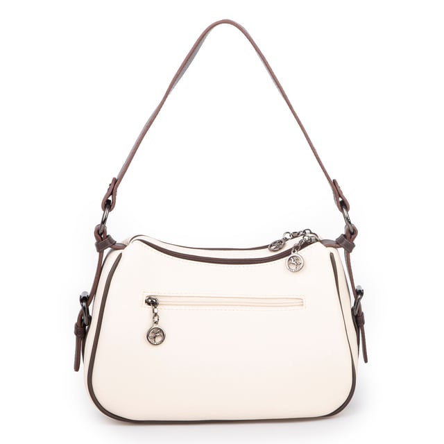 Nas Bag Kadın Çapraz ve Omuz Çanta  (27x19 cm) Krem Kahve Victoria 
