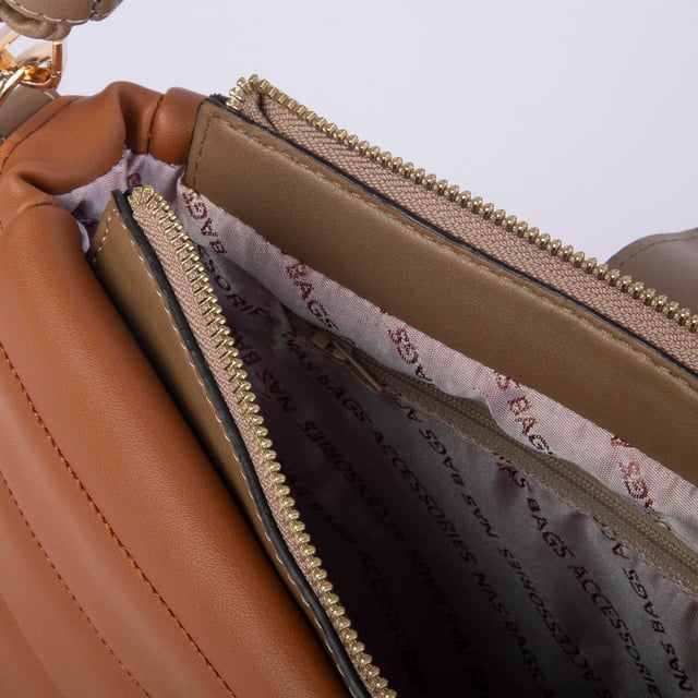Nas Bag Kadın Çapraz ve Omuz Çanta Taba Vizon  Dona