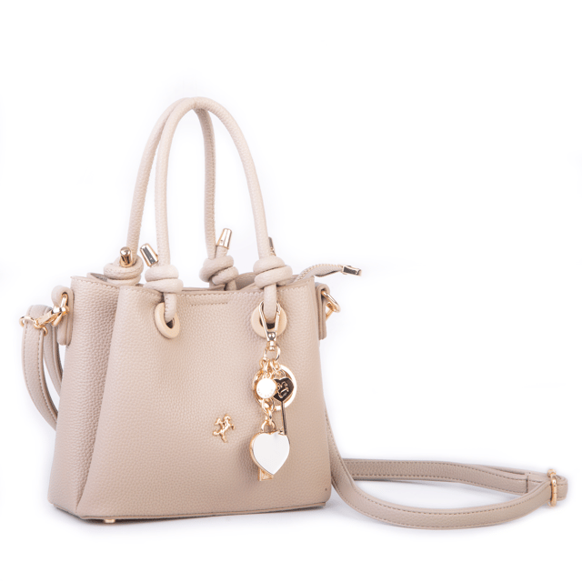 Nas Bag Kadın Charmlı Mini El ve Çapraz Çanta (en :19 cm , boy:15 cm) Kum Lopez
