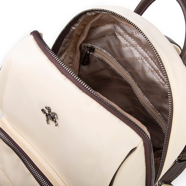 Nas Bag Kadın Çok Cepli Sırt Çantası (en :30cm x boy:34) Krem Kahve
