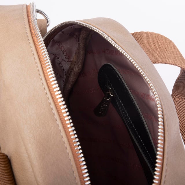 Nas Bag Kadın Çok Gözlü Dönüştürülebilir El Omuz ve Sırt Çantası Vizon Taba King ( en : 28 cm; boy :25c m)