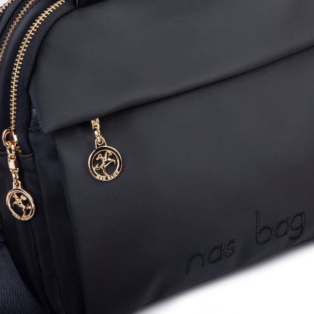 Nas Bag Kadın Çok Gözlü El Omuz ve Çapraz Çantası ( 25x20 cm) Siyah Buzzy