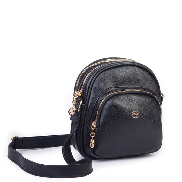 Nas Bag Kadın Çok Gözlü Günlük Çapraz ve Omuz Çanta Siyah Victoria  (20x22 cm)