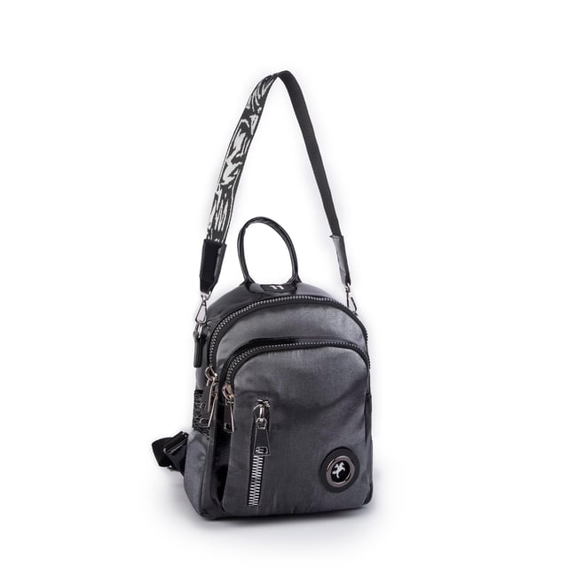 Nas Bag Kadın Dönüştürülebilir Sırt ve Omuz Çantası Şık Geniş Fermuarlı Çanta (24x31x14 cm) Gri  Simli