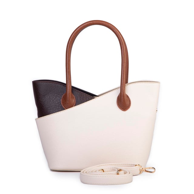Nas Bag Kadın El ve Omuz Çantası Premium Seri Krem Kahve Taba Victoria