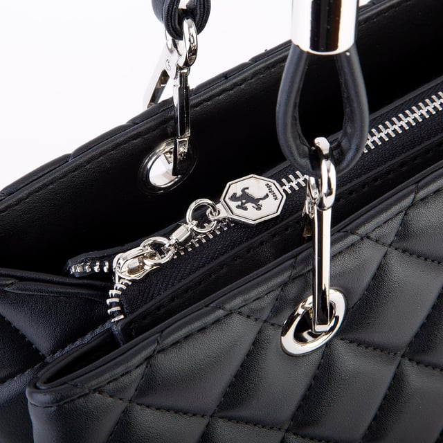 Nas Bag Kapitone Kadın El ve Omuz  Çantası Siyah Kuzu (en:23 cm x boy :36 cm)