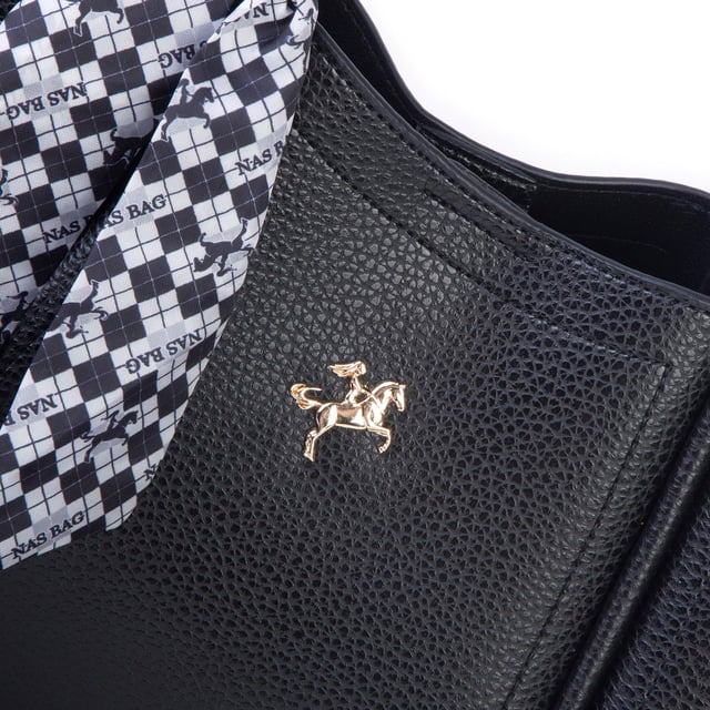 Nas Bag Kadın Fularlı El ve Omuz Çantası Siyah Lopez