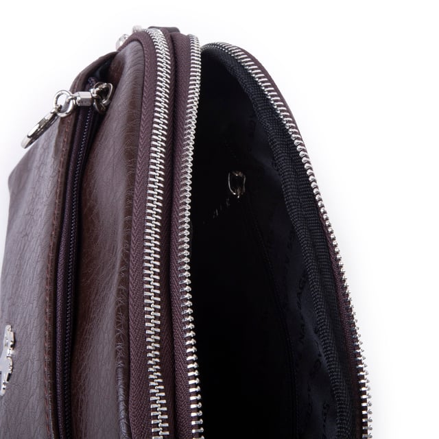Nas Bag Kadın Günlük Sade Şık Çok Gözlü Çapraz Çanta (23x15 cm) Kahve Victoria