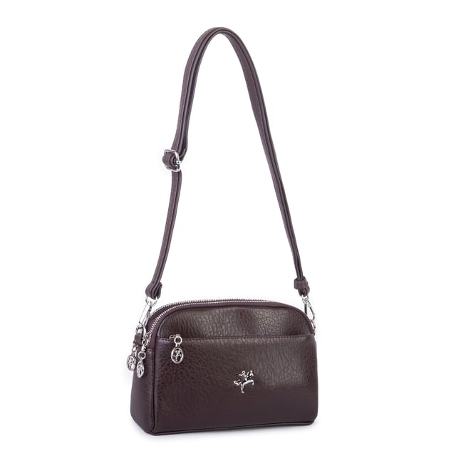 Nas Bag Kadın Günlük Sade Şık Çok Gözlü Çapraz Çanta (23x15 cm) Kahve Victoria