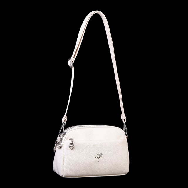 Nas Bag Kadın Günlük Sade Şık Çok Gözlü Çapraz Çanta (23x14 cm) Krem Lopez