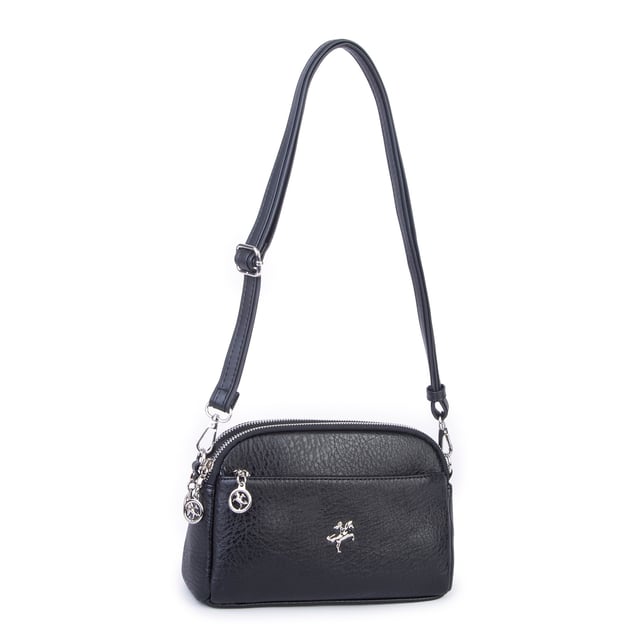 Nas Bag Kadın Günlük Sade Şık Çok Gözlü Çapraz Çanta (23x14 cm) Siyah Victoria