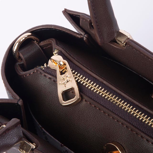 Nas Bag Kadın Midiboy Şık Üç Bölmeli  El ve Çapraz Çanta  Kahve Liza (23x17 cm)