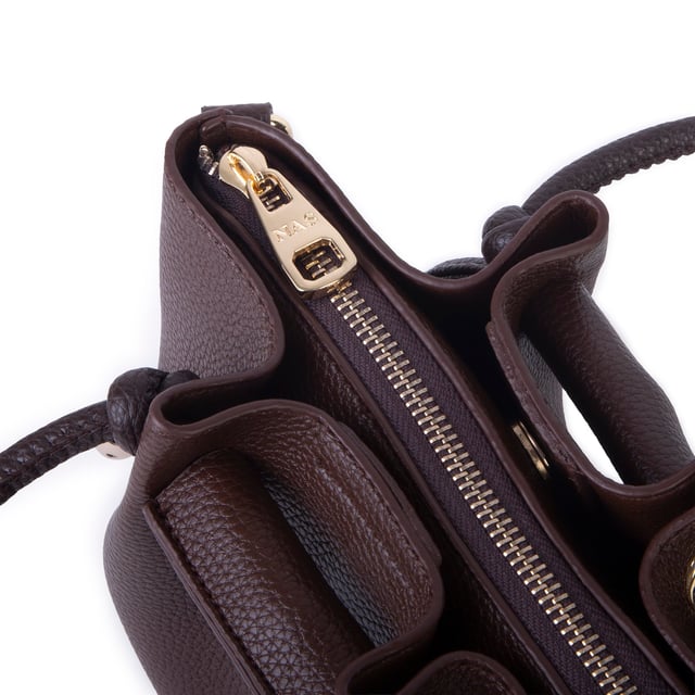 Nas Bag Kadın Mini Büzgülü Şık Çapraz Çanta Kahverengi