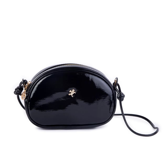 Nas Bag Kadın  Mini Çapraz  Çanta  Siyah  Rugan   (21x16x8 cm)