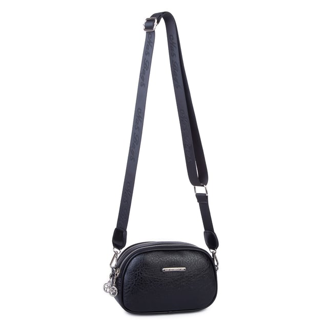 Nas Bag Kadın Mini Çapraz Çift Gözlü Çanta Siyah Victoria