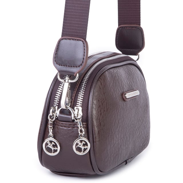 Nas Bag Kadın Mini Çapraz Çift Gözlü Çanta Kahve Victoria