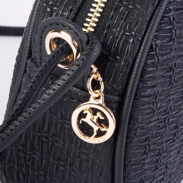 Nas Bag Kadın  Mini Çapraz Hasır Görünümlü  Çanta  Siyah  Hasır (21x16x8 cm)