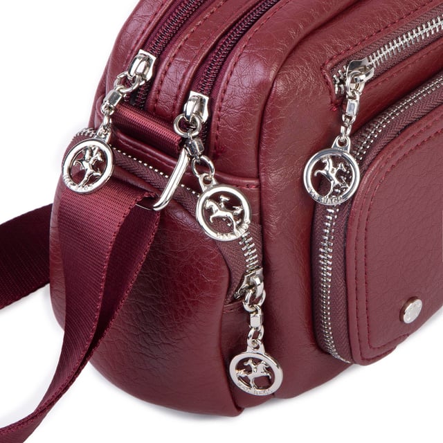 Nas Bag Kadın Mini Çok Gözlü Spor Şık Çanta ( en :25 cm , boy: 16 cm ) Bordo Victoria