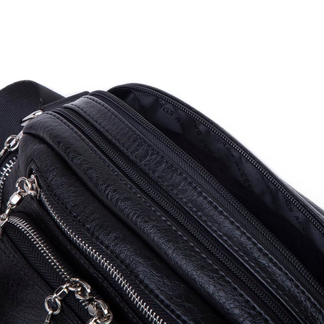 Nas Bag Kadın Mini Çok Gözlü Spor Şık Çanta ( en :25 cm , boy: 16 cm ) Siyah Victoria