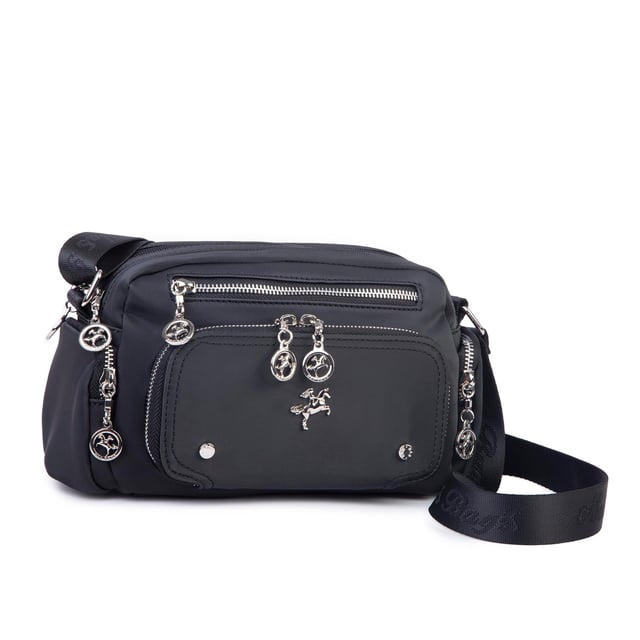 Nas Bag Kadın Mini Çok Gözlü Spor Şık Çanta ( en :25 cm , boy: 16 cm ) Siyah Buzzy