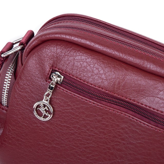 Nas Bag Kadın Mini Çok Gözlü Spor Şık Çanta ( en :25 cm , boy: 16 cm ) Bordo Victoria