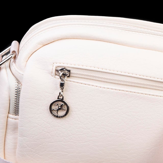 Nas Bag Kadın Mini Çok Gözlü Spor Şık Çanta ( en :25 cm , boy: 16 cm ) Krem  Victoria
