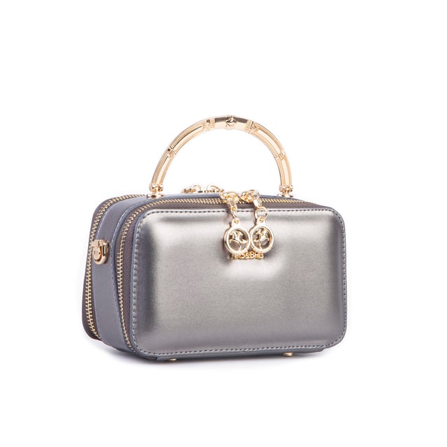 Nas Bag Kadın Mini El ve Çapraz Çanta Gri  (en :18 cm  boy:10 cm) 