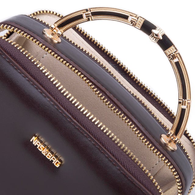 Nas Bag Kadın Mini El ve Çapraz Çanta Kahverengi (en :18 cm  boy:10 cm) 