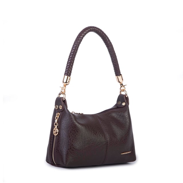 Nas Bag Kadın Mini Omuz ve Çapraz Çanta Örgülü Askılı (en: 23 cm , boy: 14 cm)Kahve Victoria