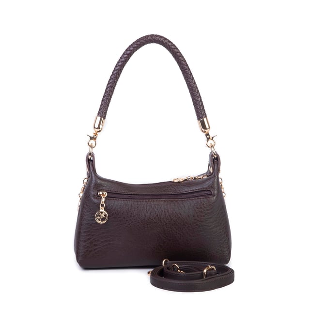 Nas Bag Kadın Mini Omuz ve Çapraz Çanta Örgülü Askılı (en: 23 cm , boy: 14 cm)Kahve Victoria