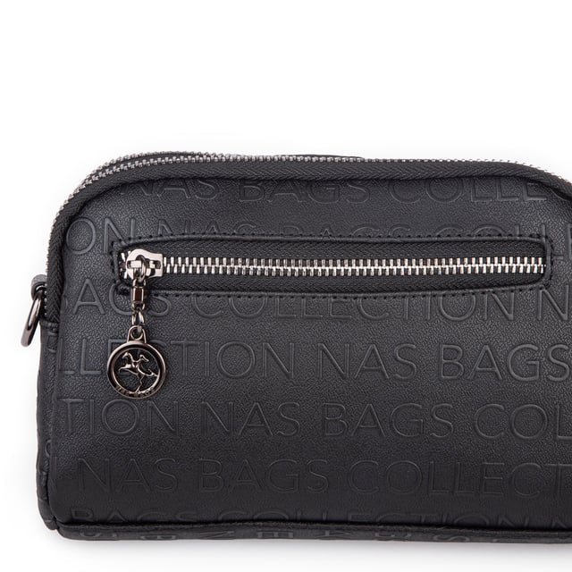 Nas Bag Kadın Mini  Şık Çapraz Çanta Siyah Gofraj