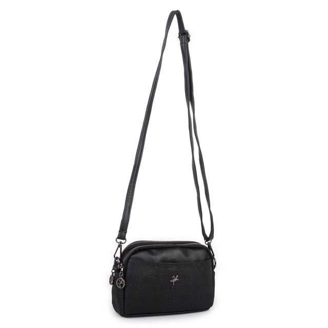 Nas Bag Kadın Mini  Şık Çapraz Çanta Siyah Gofraj