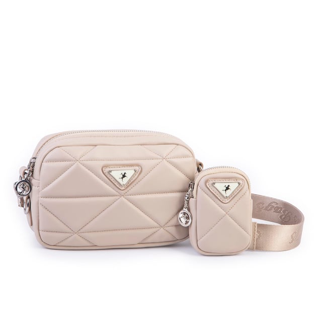 Nas Bag Kadın Mini Spor Kapitone Mini Cüzdanlı Çapraz Çanta Kum
