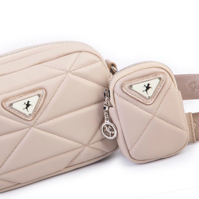 Nas Bag Kadın Mini Spor Kapitone Mini Cüzdanlı Çapraz Çanta Kum