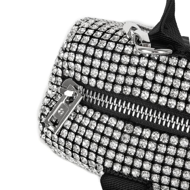 Nas Bag Kadın Çapraz  Çanta  Black White Diamond Siyah Gümüş Taşlı Yatay Çanta