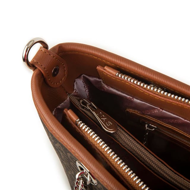 Nas Bag Kadın Omuz Çantası Kahve Taba Yazılı