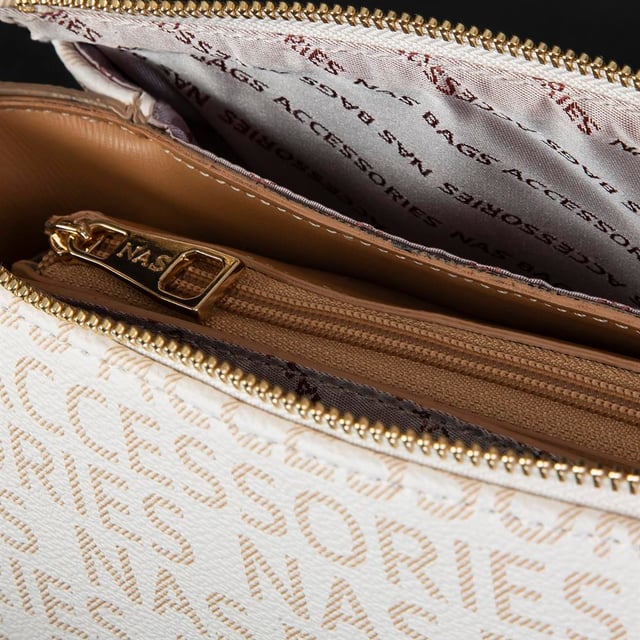 Nas Bag Kadin Omuz Çantası Krem Camel Yazılı