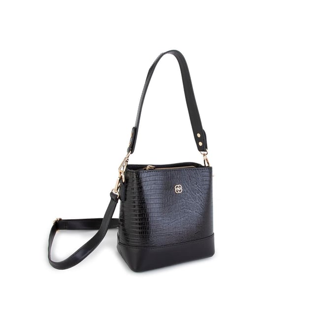 Nas Bag Kadın Mini Omuz ve Çapraz Çantası Siyah Lazer(en: 19 cm ; boy: 19 cm)