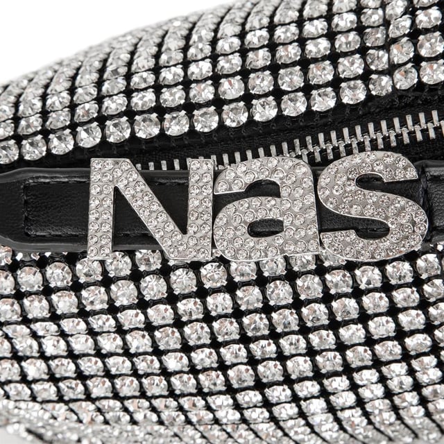 Nas Bag Kadın Çapraz Çanta  Siyah White Diamond Siyah Taşlı Şık  Askılı Çanta-a978