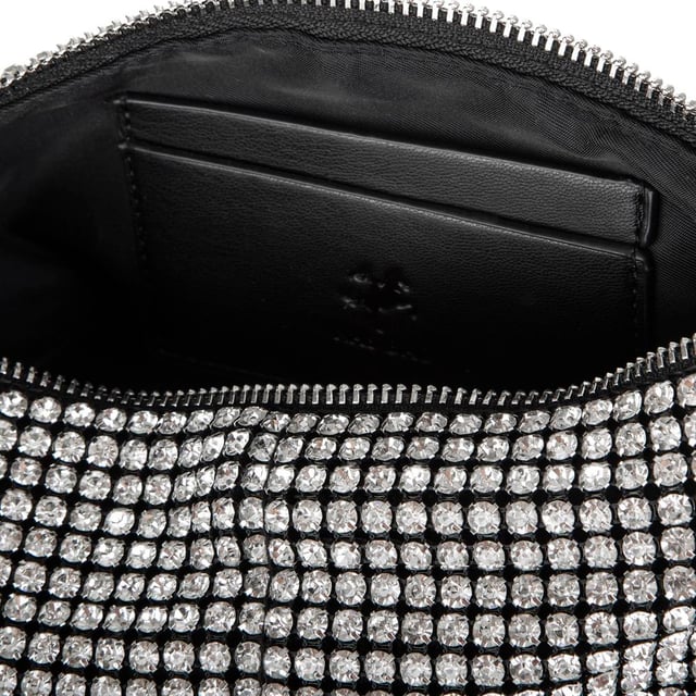 Nas Bag Kadın Çapraz Çanta  Siyah White Diamond Siyah Taşlı Şık  Askılı Çanta-a978