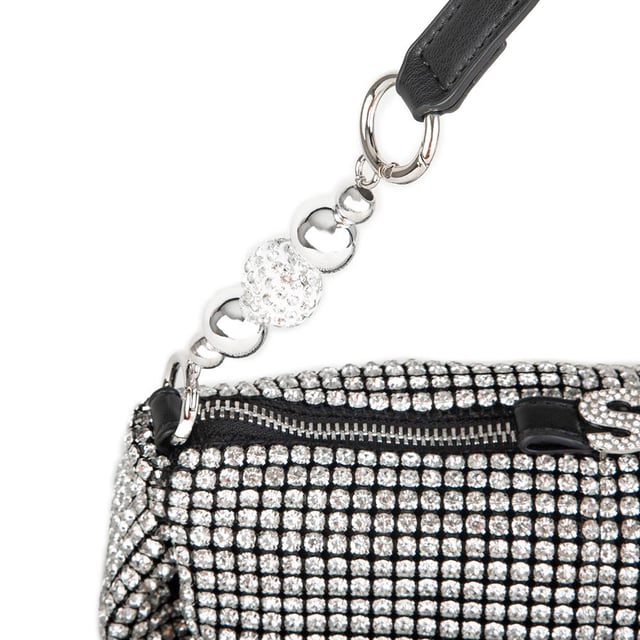 Nas Bag Kadın Çapraz Çanta  Siyah White Diamond Siyah Taşlı Şık  Askılı Çanta-a978