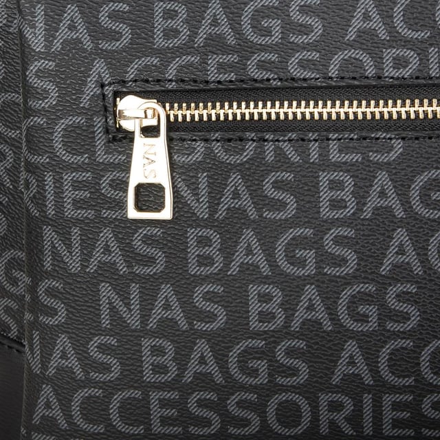 Nas Bag Kadin Omuz Çantası Siyah Yazılı