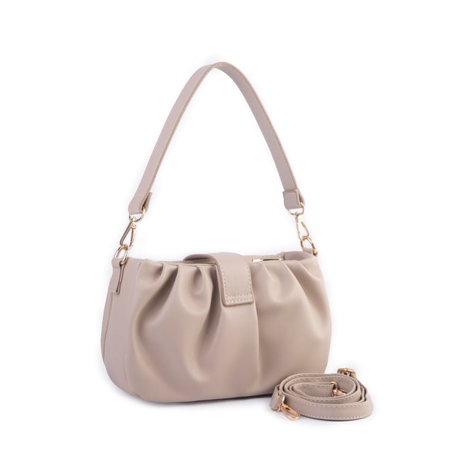 Nas Bag Kadın Omuz ve Çapraz Çanta Çift Askılı Kum Dona (24x18cm)