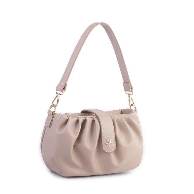 Nas Bag Kadın Omuz ve Çapraz Çanta Çift Askılı Kum Dona (24x18cm)